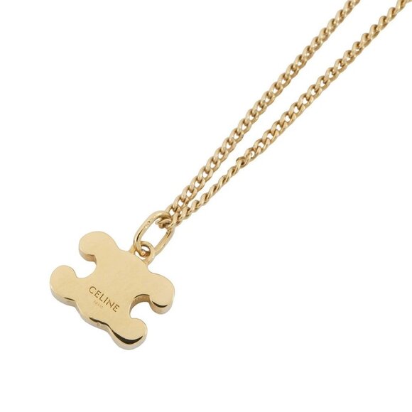 CELINE Triomphe Necklace Gold Plated/Rhinestone Gold 460GB6BZI - Picture 3 of 11